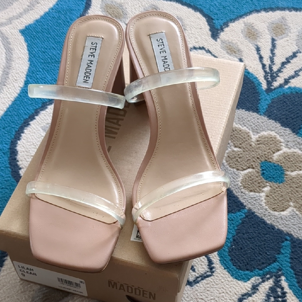 Steve Madden Women's Blush Heels with Clear Straps